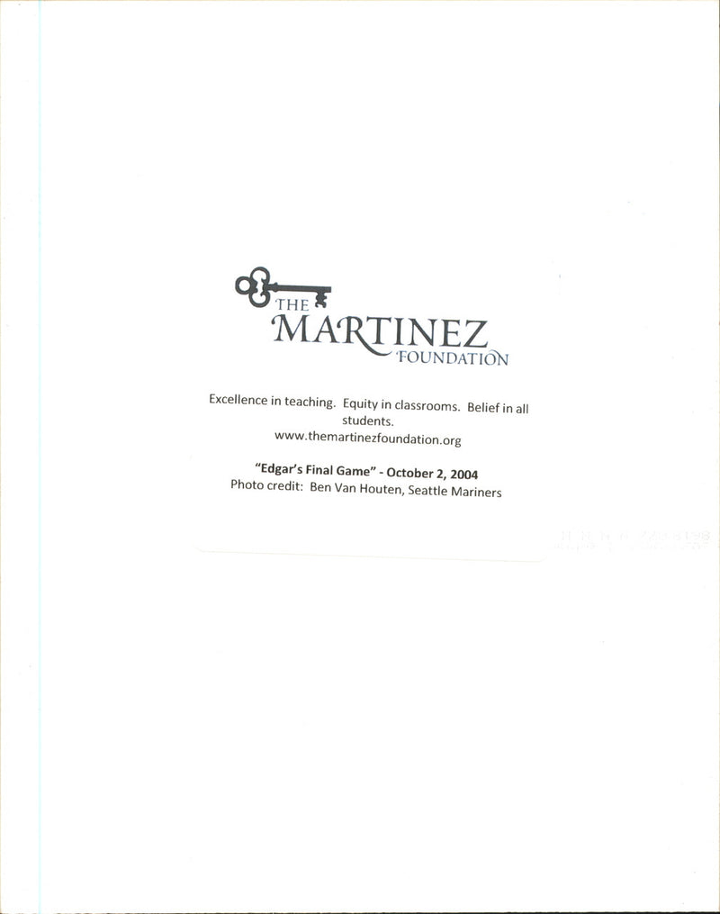 Edgar Martinez Autographed 8x10 Photo Seattle Mariners "Thanks for your support!" EM Foundation SKU #254514