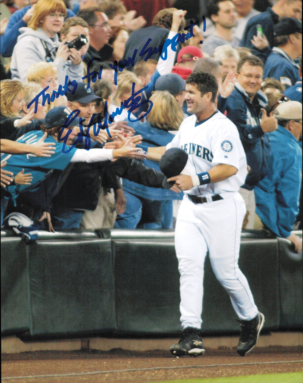 Edgar Martinez Autographed 8x10 Photo Seattle Mariners "Thanks for your support!" EM Foundation SKU #254514