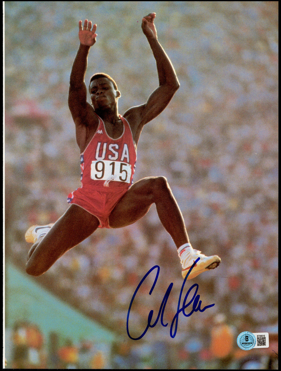 Carl Lewis Autographed 9x12 Magazine Page Photo Track & Field Olympics Beckett BAS QR #BT66618