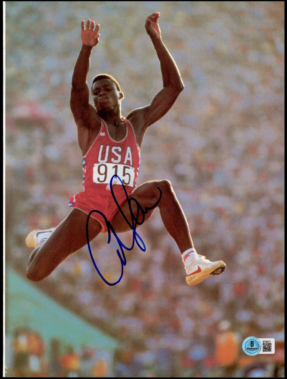 Carl Lewis Autographed 9x12 Magazine Page Photo Track & Field Olympics Beckett BAS QR #BT66617