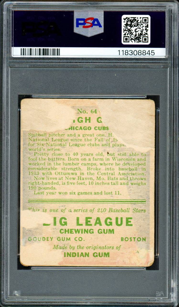 Burleigh Grimes Autographed 1933 Goudey Rookie Card #64 Chicago Cubs PSA 1 Auto Grade Near Mint/Mint 8 PSA/DNA #118308845