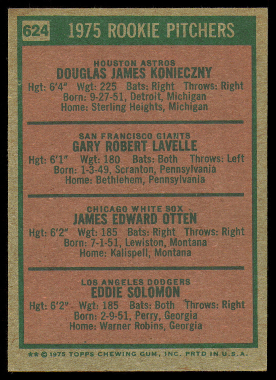 Doug Konieczny, Gary Lavelle & Jim Otten Autographed 1975 Topps Rookie Card #624 SKU #254595