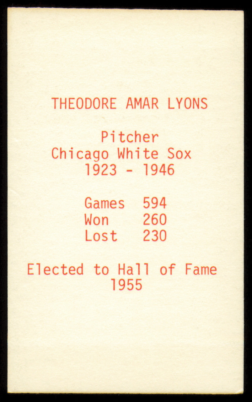 Ted Lyons Autographed 1973-80 TCMA All Time Greats Card Chicago Cubs SKU #254602
