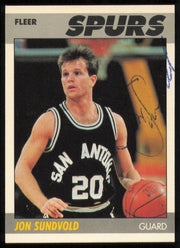 Jon Sundvold Autographed 1987 Fleer Card #104 San Antonio Spurs SKU #254638
