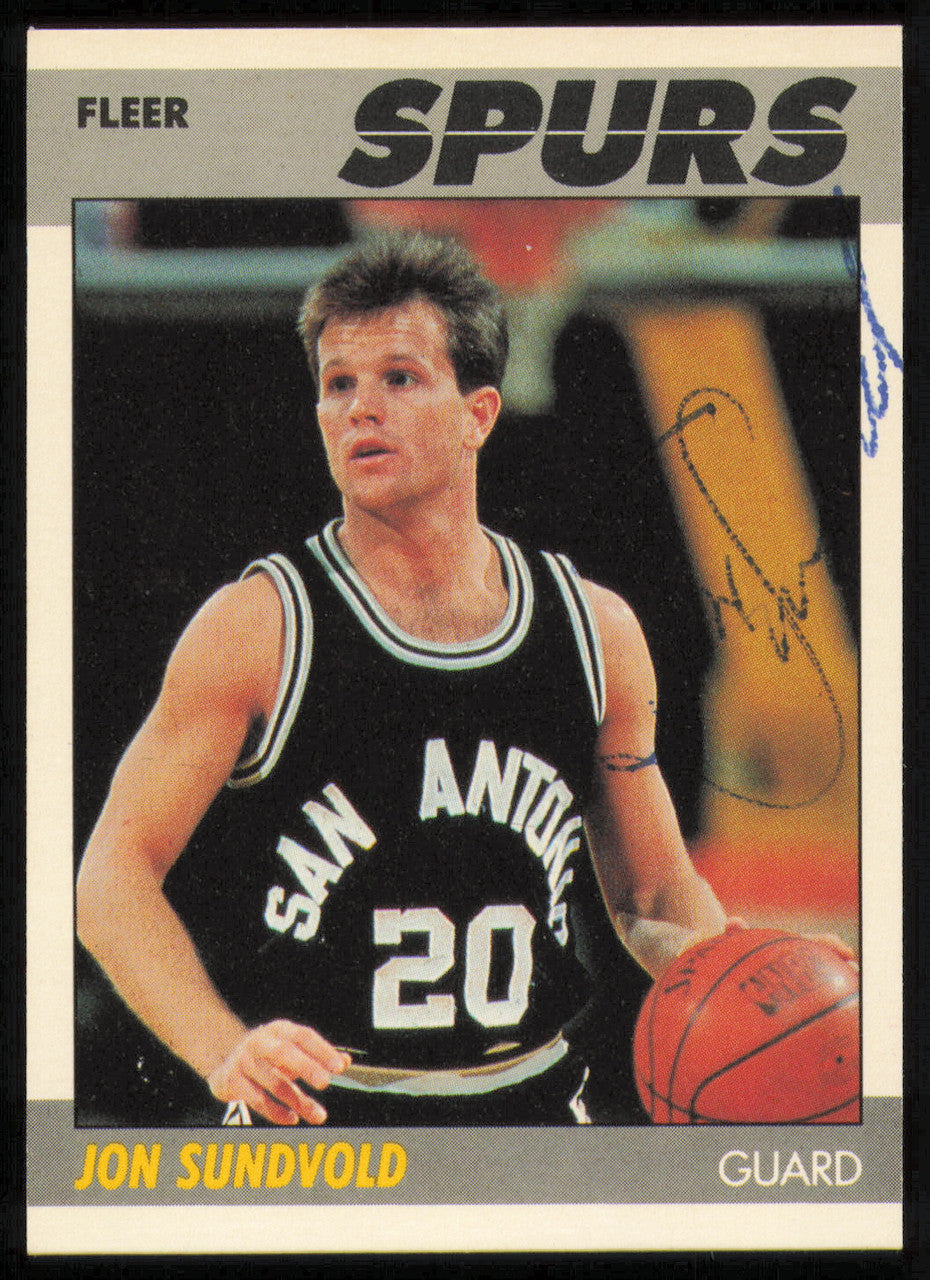 Jon Sundvold Autographed 1987 Fleer Card #104 San Antonio Spurs SKU #254638