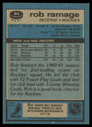 Rob Ramage Autographed 1981-82 Topps Card #84 Colorado Rockies SKU #254649
