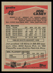 Jon Casey Autographed 1989-90 Topps Rookie Card #48 Minnesota North Stars SKU #254669