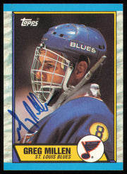 Greg Millen Autographed 1989-90 Topps Card #137 St. Louis Blues SKU #254690