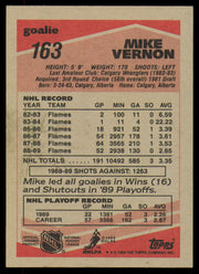 Mike Vernon Autographed 1989-90 Topps Card #163 Calgary Flames SKU #254694