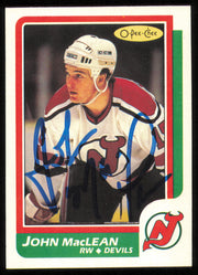John MacLean Autographed 1986-87 O-Pee-Chee Rookie Card #37 New Jersey Devils SKU #254700