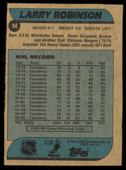 Larry Robinson Autographed 1986-87 Topps Card #M Montreal Canadiens SKU #254701