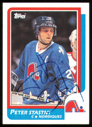 Peter Stastny Autographed 1986-87 Topps Card #20 Quebec Nordiques SKU #254706
