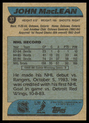 John MacLean Autographed 1986-87 Topps Rookie Card #37 New Jersey Devils SKU #254720