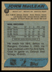 John MacLean Autographed 1986-87 Topps Rookie Card #37 New Jersey Devils SKU #254721