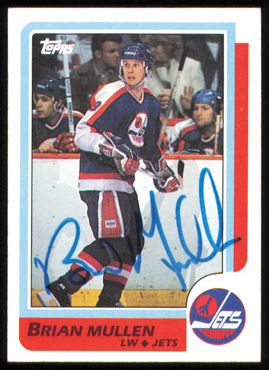 Brian Mullen Autographed 1986-87 Topps Card #38 Winnipeg Jets SKU #254723
