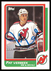 Pat Verbeek Autographed 1986-87 Topps Card #46 New Jersey Devils SKU #254725