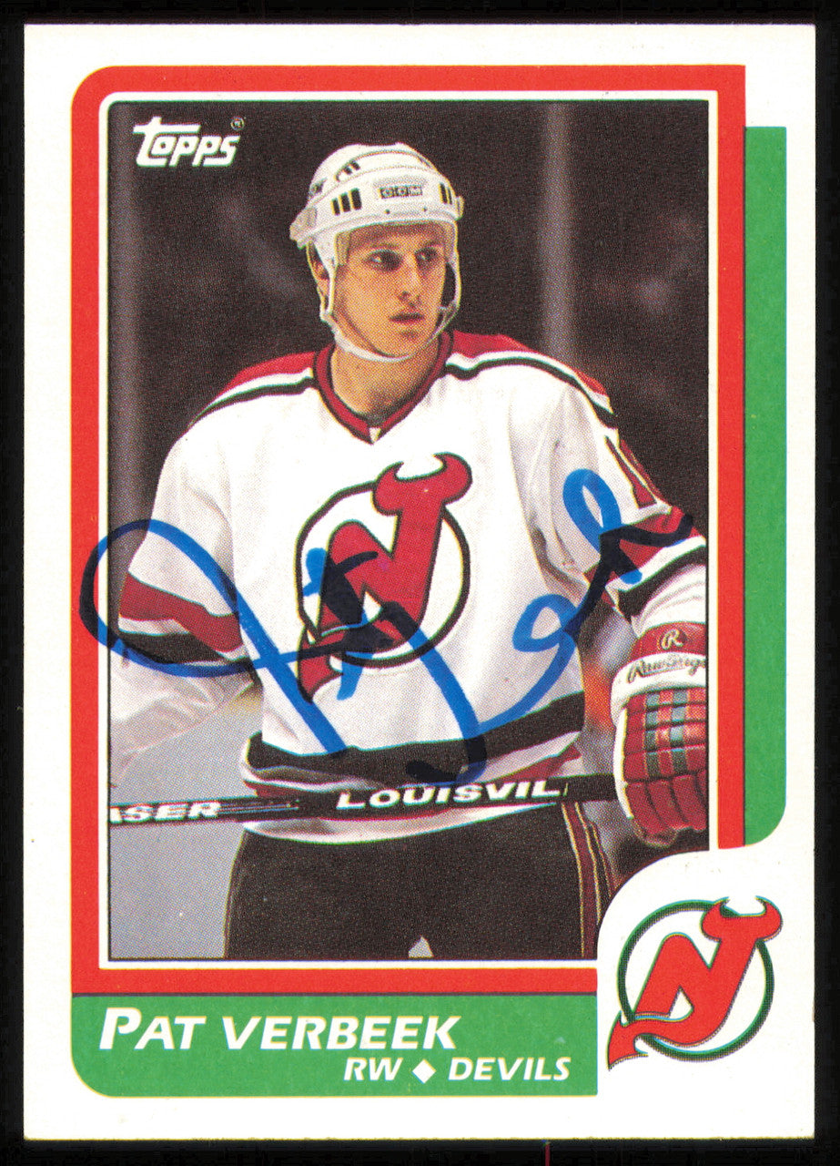 Pat Verbeek Autographed 1986-87 Topps Card #46 New Jersey Devils SKU #254725
