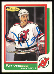 Pat Verbeek Autographed 1986-87 O-Pee-Chee Card #46 New Jersey Devils SKU #254727