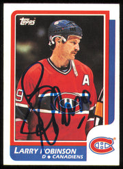 Larry Robinson Autographed 1986-87 Topps Card #62 Montreal Canadiens SKU #254730