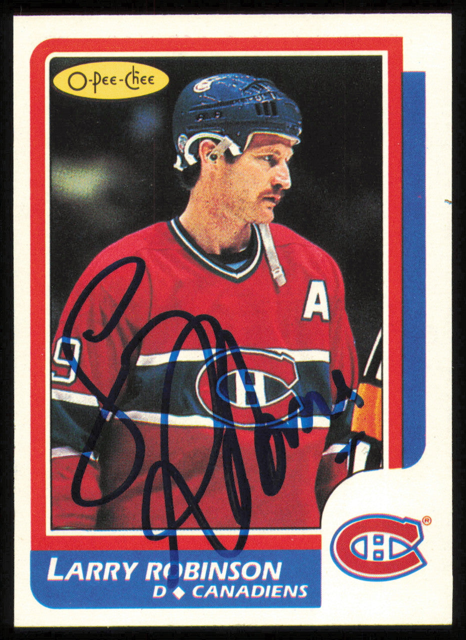 Larry Robinson Autographed 1986-87 O-Pee-Chee Card #62 Montreal Canadiens SKU #254731