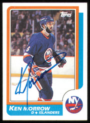 Ken Morrow Autographed 1986-87 Topps Card #65 New York Islanders SKU #254733