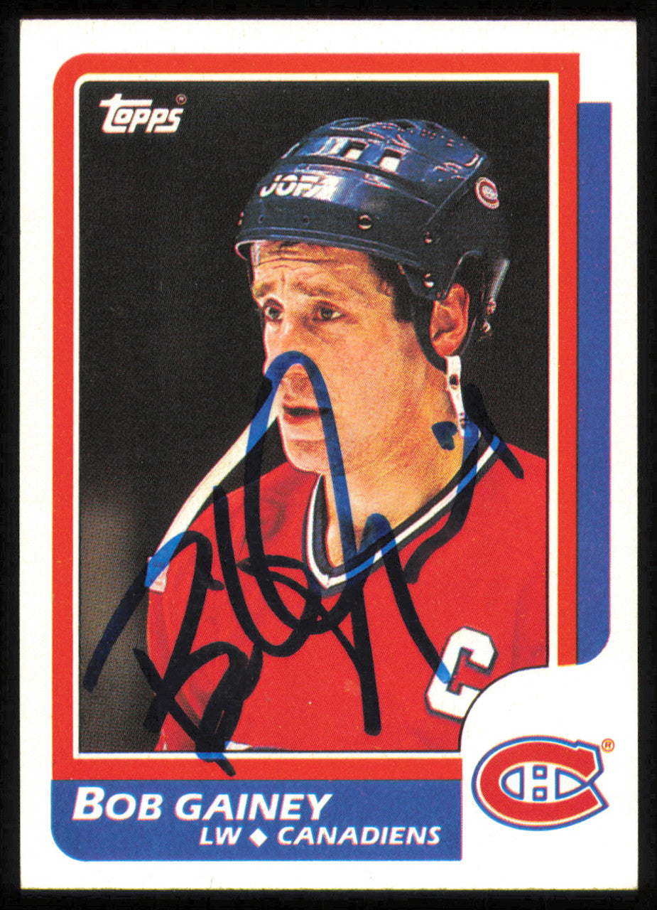 Bob Gainey Autographed 1986-87 Topps Card #96 Montreal Canadiens SKU #254748