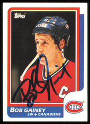 Bob Gainey Autographed 1986-87 Topps Card #96 Montreal Canadiens SKU #254749