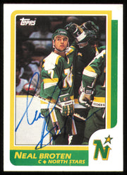 Neal Broten Autographed 1986-87 Topps Card #99 Minnesota North Stars SKU #254752