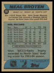 Neal Broten Autographed 1986-87 Topps Card #99 Minnesota North Stars SKU #254752