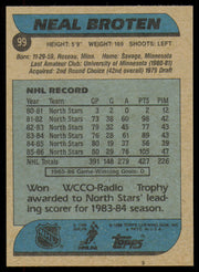 Neal Broten Autographed 1986-87 Topps Card #99 Minnesota North Stars SKU #254753