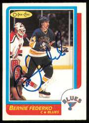 Bernie Federko Autographed 1986-87 O-Pee-Chee Card #105 St. Louis Blues SKU #254761