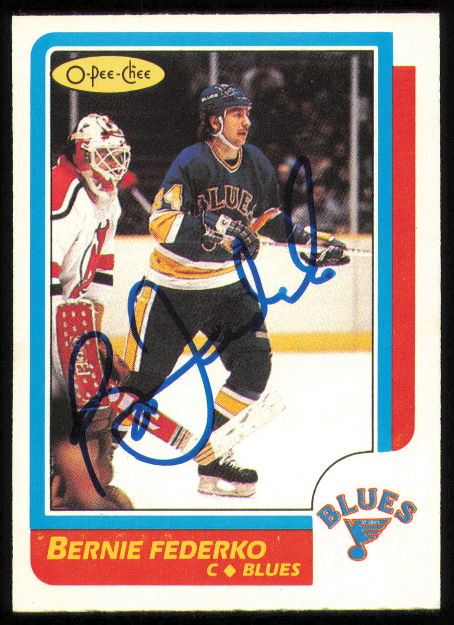 Bernie Federko Autographed 1986-87 O-Pee-Chee Card #105 St. Louis Blues SKU #254761