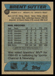 Brent Sutter Autographed 1986-87 Topps Card #117 New York Islanders SKU #254762
