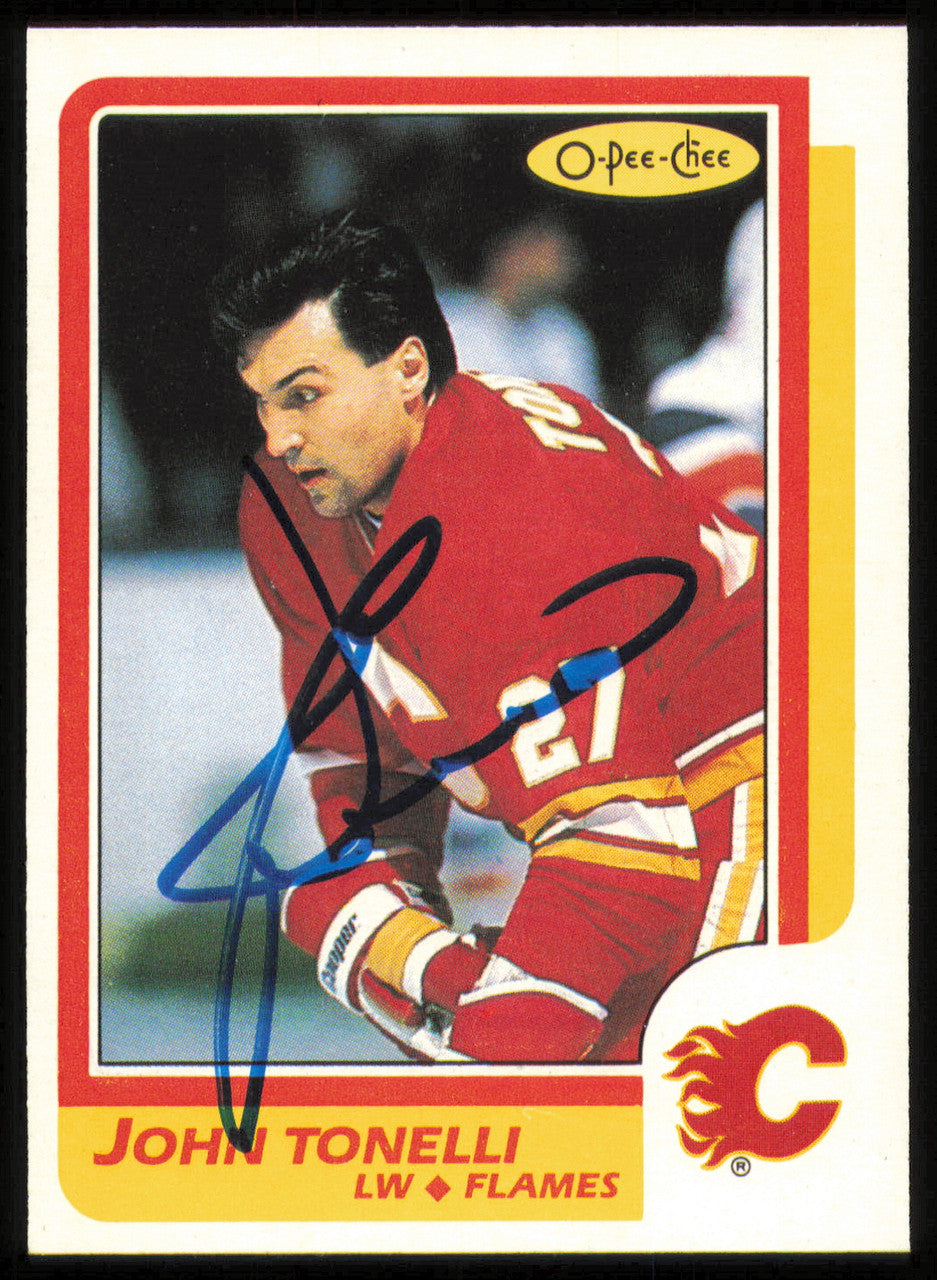 John Tonelli Autographed 1986-87 O-Pee-Chee Card #132 Calgary Flames SKU #254766