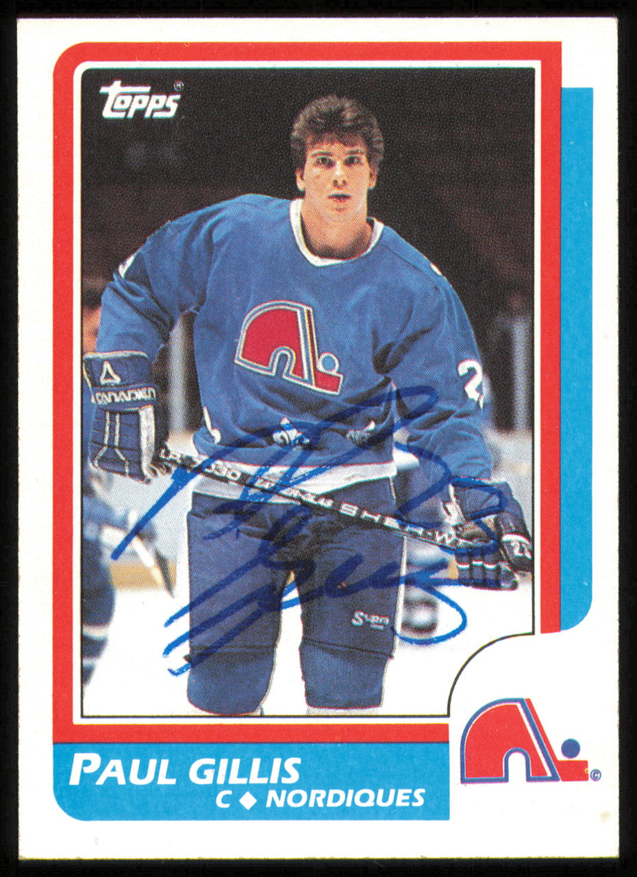 Paul Gillis Autographed 1986-87 Topps Card #168 Quebec Nordiques SKU #254778