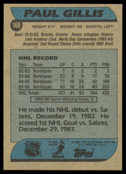 Paul Gillis Autographed 1986-87 Topps Card #168 Quebec Nordiques SKU #254778