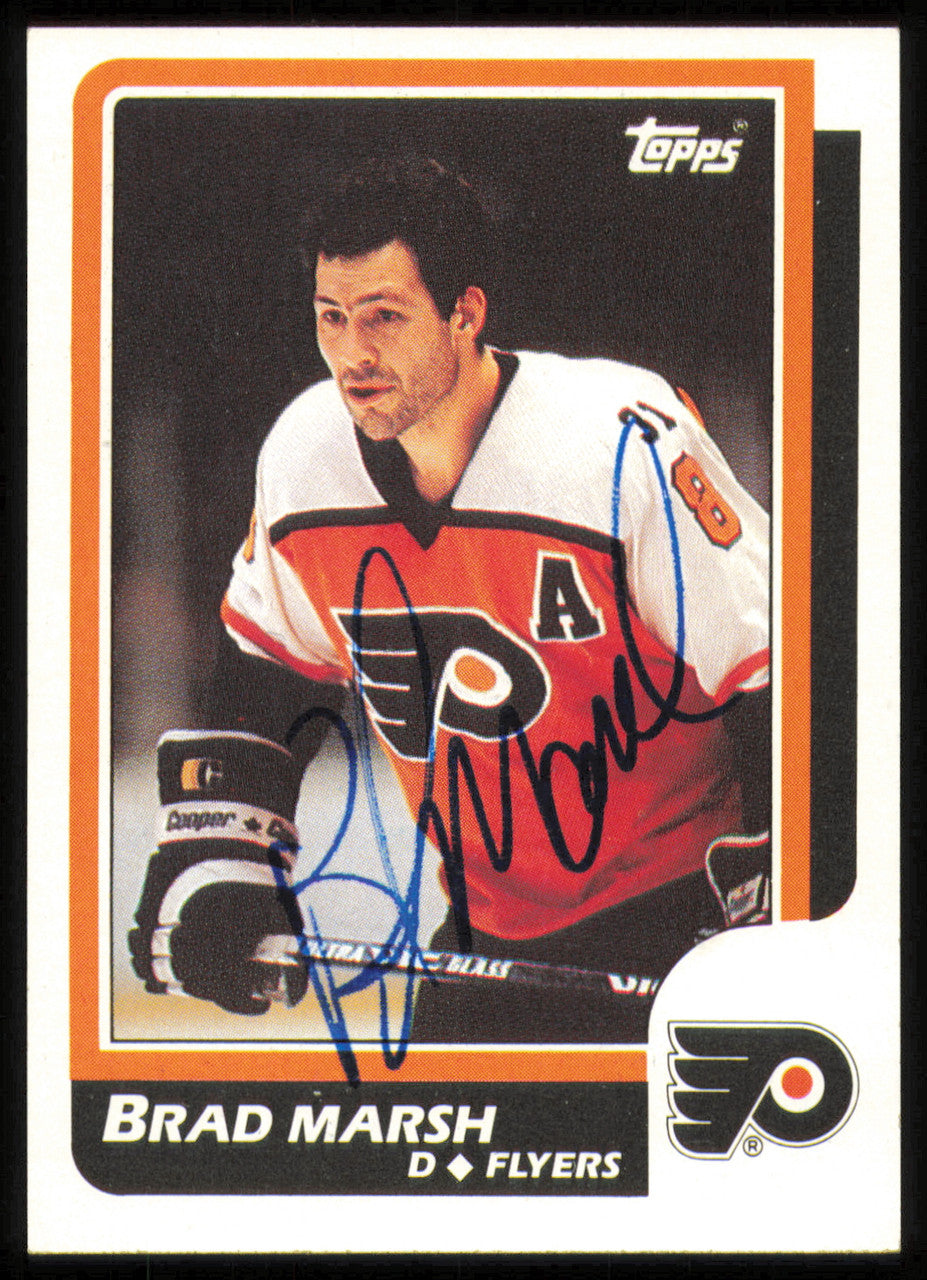 Brad Marsh Autographed 1986-87 Topps Card #175 Philadelphia Flyers SKU #254785