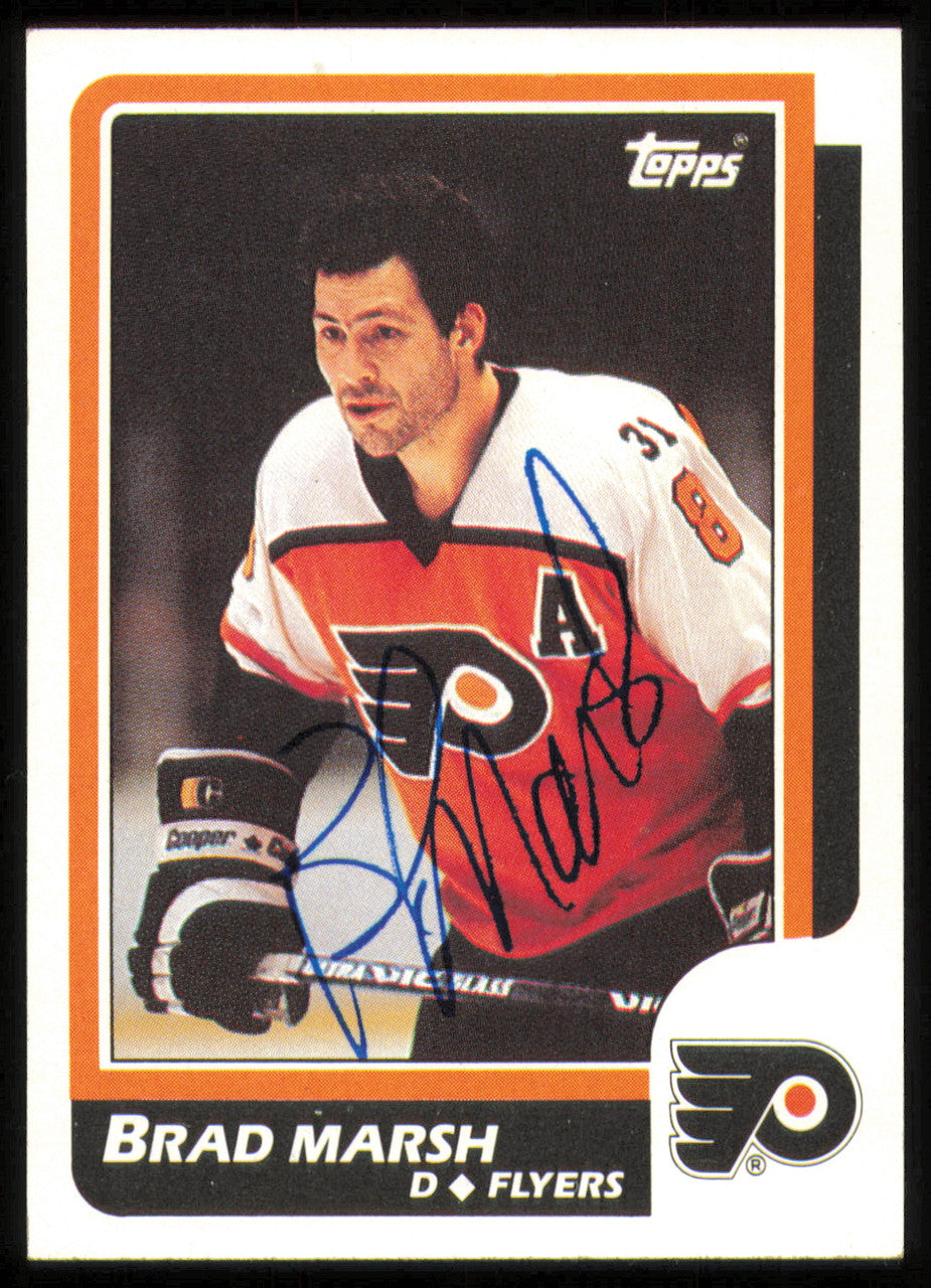 Brad Marsh Autographed 1986-87 Topps Card #175 Philadelphia Flyers SKU #254786