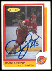 Moe Lemay Autographed 1986-87 O-Pee-Chee Card #249 Vancouver Canucks SKU #254802