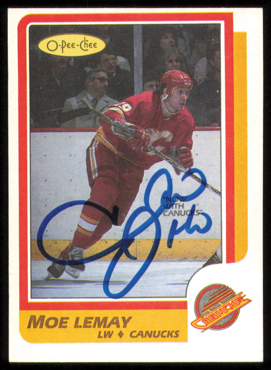 Moe Lemay Autographed 1986-87 O-Pee-Chee Card #249 Vancouver Canucks SKU #254803