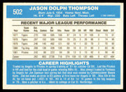 Jason Thompson Autographed 1982 Donruss Card #502 Pittsburgh Pirates SKU #254808