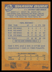 Shawn Burr Autographed 1988-89 Topps Card #78 Detroit Red Wings SKU #254821