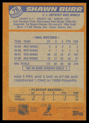 Shawn Burr Autographed 1988-89 Topps Card #78 Detroit Red Wings SKU #254823
