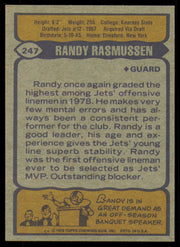 Randy Rasmussen Autographed 1979 Topps Card #247 New York Jets SKU #254836