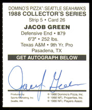 Jacob Green Autographed 1988 Domino's Pizza Card #26 Seattle Seahawks (Signed Twice) SKU #254854