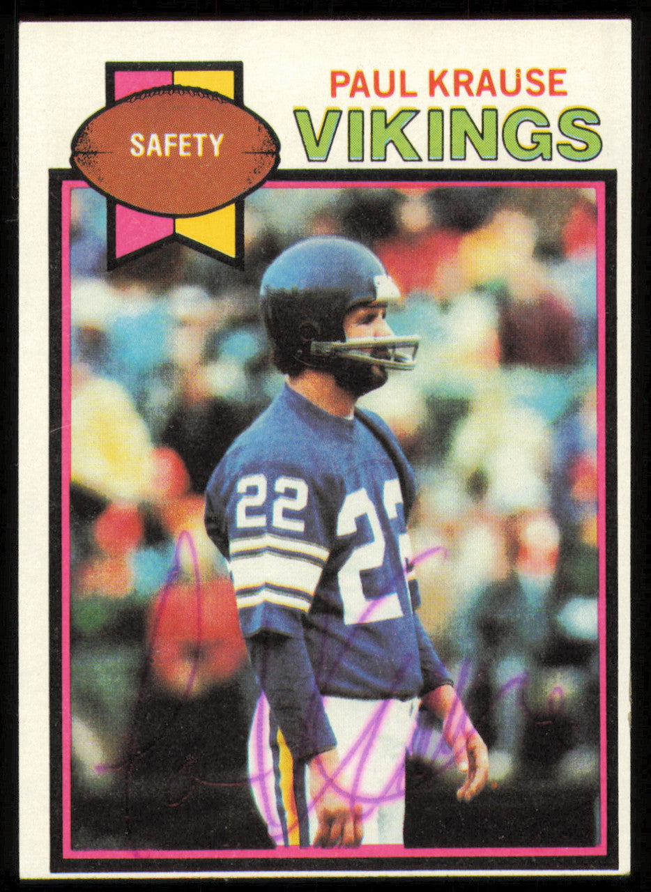 Paul Krause Autographed 1979 Topps Card #489 Minnesota Vikings SKU #254862
