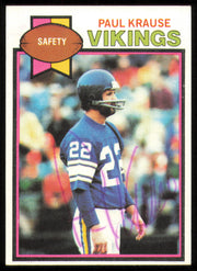 Paul Krause Autographed 1979 Topps Card #489 Minnesota Vikings SKU #254863