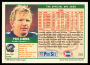 Phil Simms Autographed 1989 Pro Set Card #291 New York Giants SKU #254871