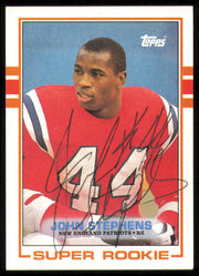 John Stephens Autographed 1989 Topps Rookie Card #194 New England Patriots SKU #254874