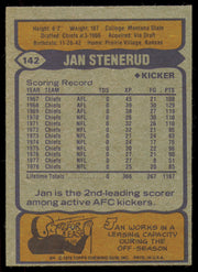 Jan Stenerud Autographed 179 Topps Card #142 Kansas City Chiefs SKU #254884